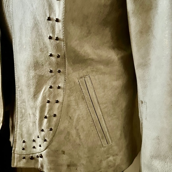 Wilsons Leather Women/Men Moto Jacket Size XL Studs Rhinestones Rose tattoo NWOT - Picture 6 of 14